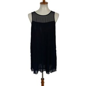 A Is For Audrey Dress Medium Navy Sleeveless Pleated Retro Chic
